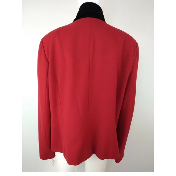 Talbots Petites Wool Red Blazer With Black Velvet - Picture 4 of 9